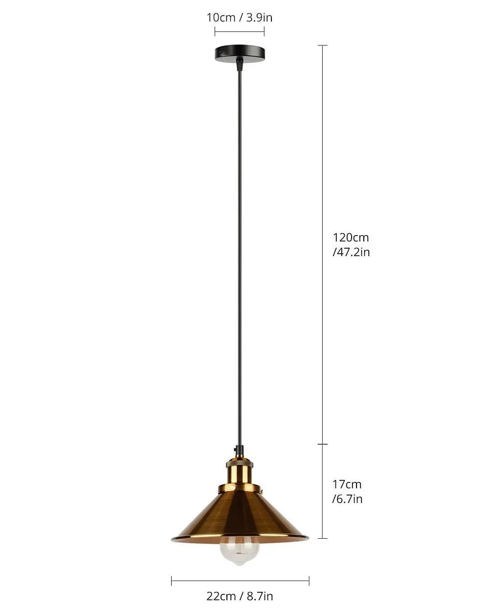 Modern Pendant Light with Iron Shade E27 — Black or Gold