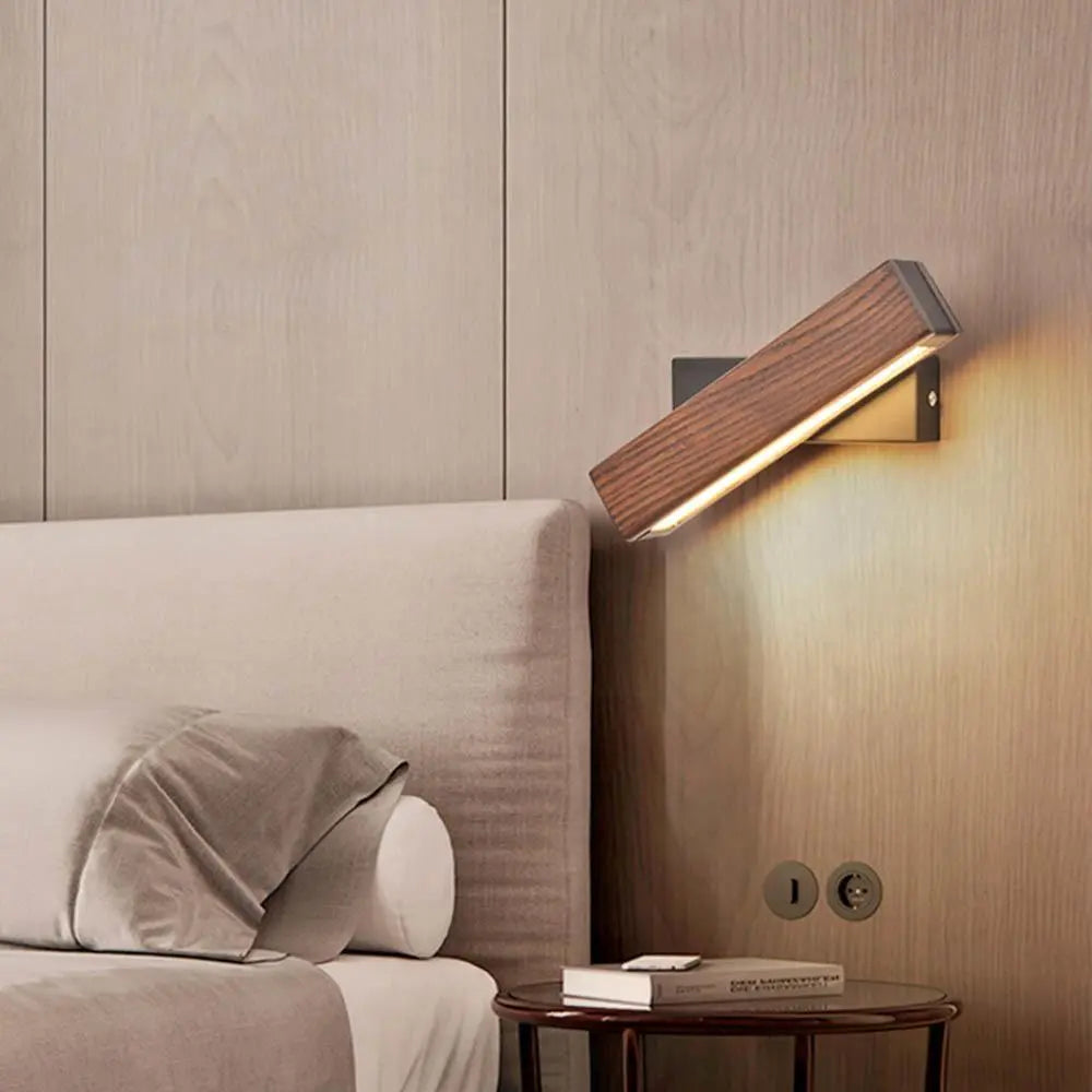 Rotatable LED Wall Light Iron and Wood