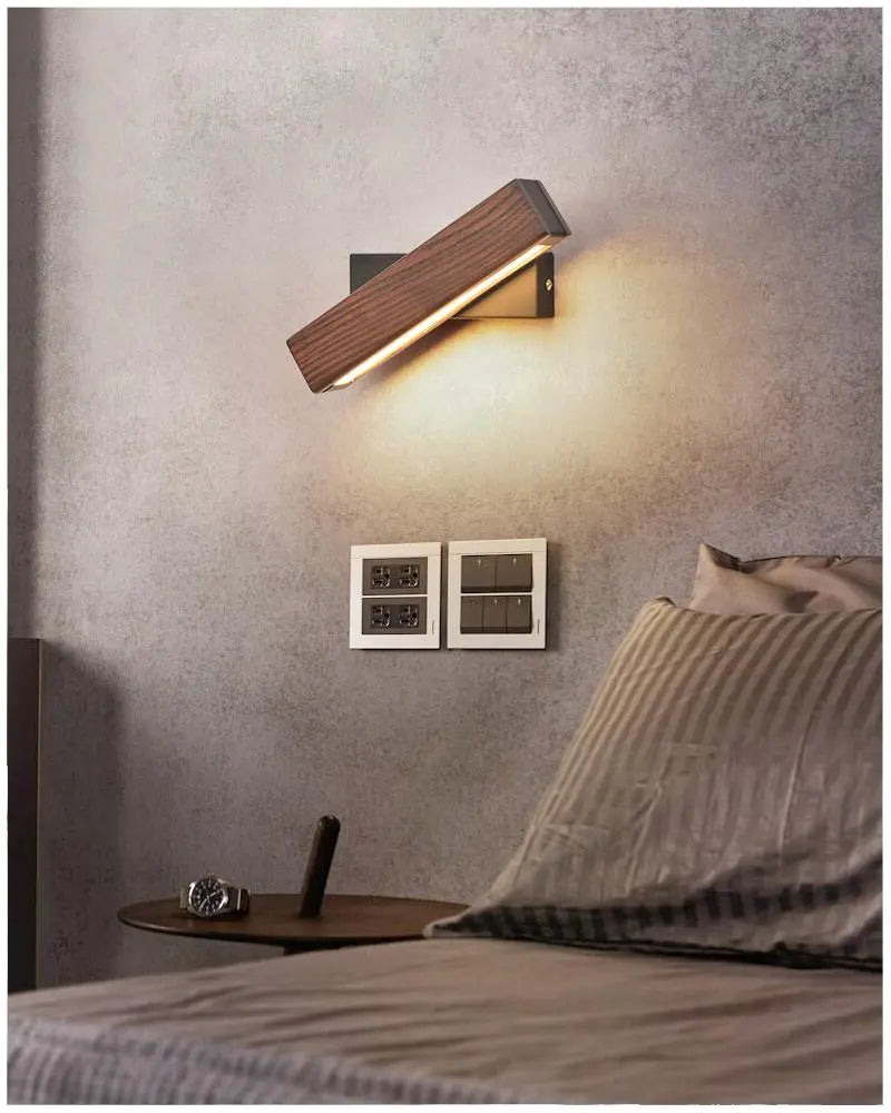Rotatable LED Wall Light Iron and Wood