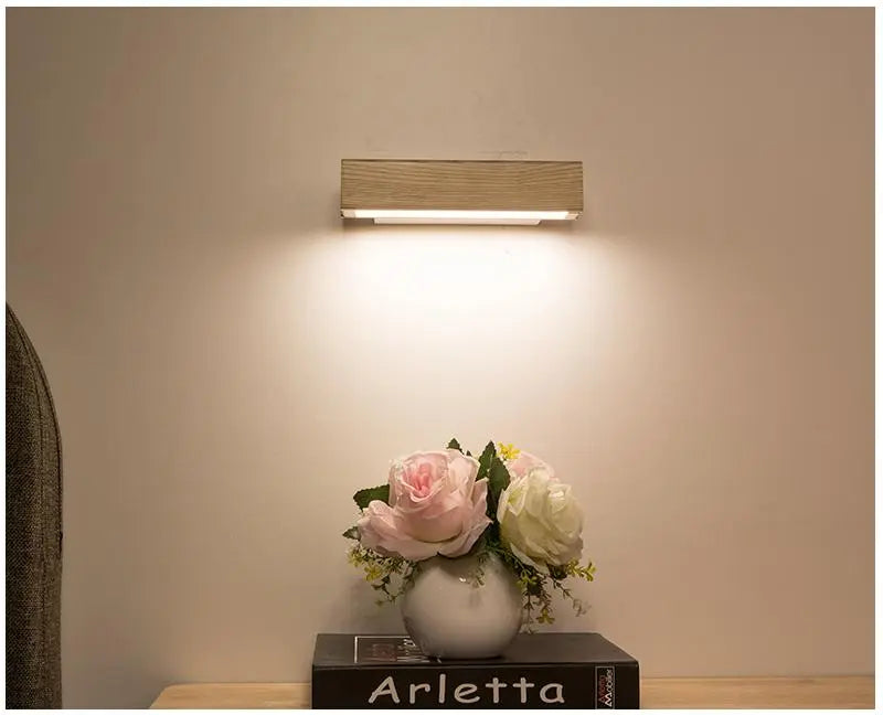Rotatable LED Wall Light Iron and Wood