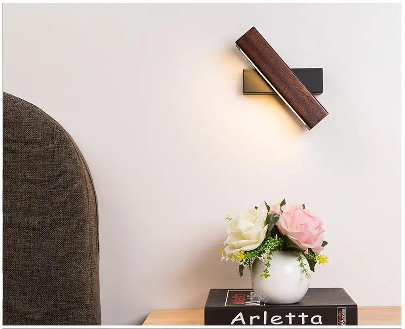 Rotatable LED Wall Light Iron and Wood