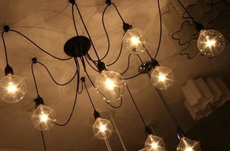 Spider Chandelier Industrial Black E27 Multi-Arm