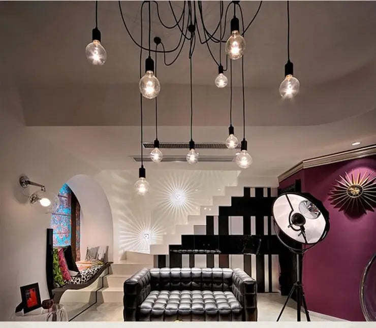 Spider Chandelier Industrial Black E27 Multi-Arm