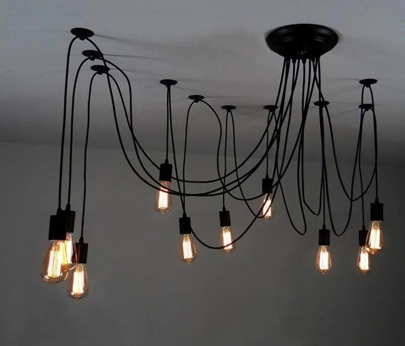 Spider Chandelier Industrial Black E27 Multi-Arm