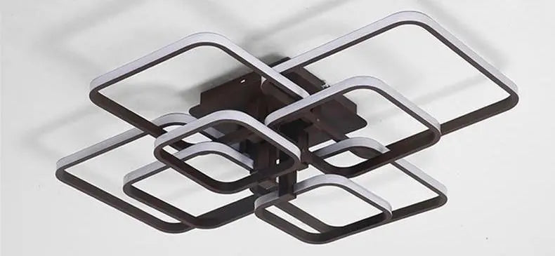 Square Layered LED Chandelier Iron Acrylic Dimmable