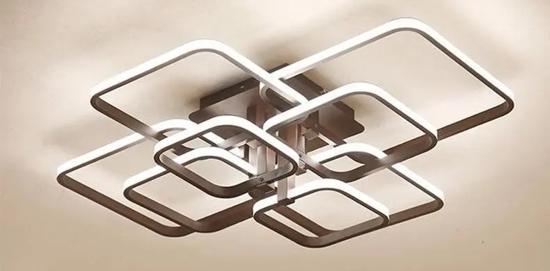 Square Layered LED Chandelier Iron Acrylic Dimmable