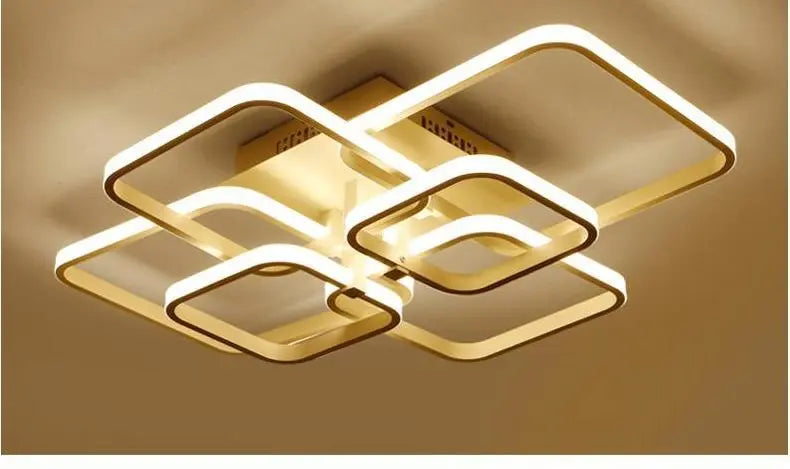 Square Layered LED Chandelier Iron Acrylic Dimmable