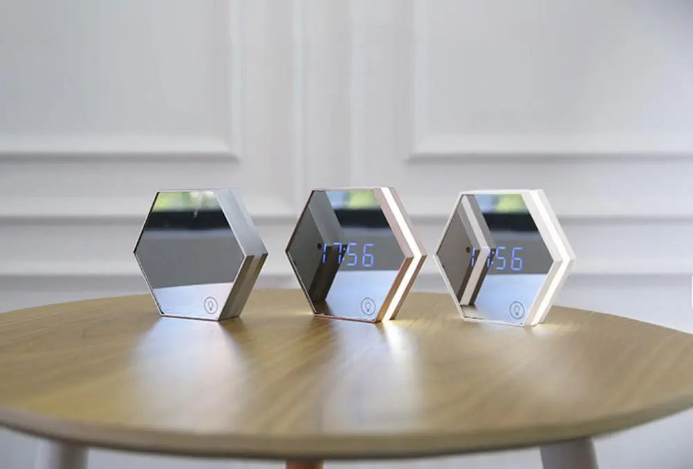 LED Mirror Alarm Clock with Touch Dimmer