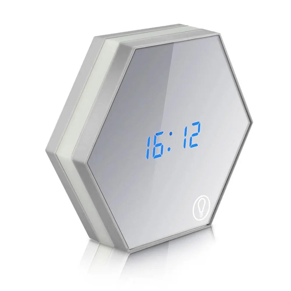 LED Mirror Alarm Clock with Touch Dimmer