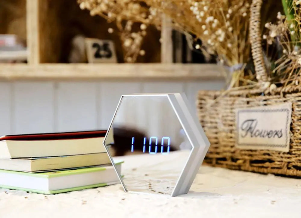 LED Mirror Alarm Clock with Touch Dimmer
