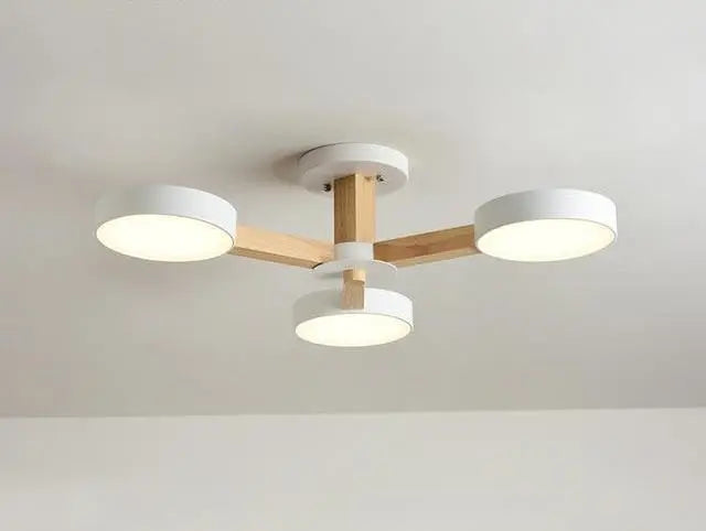 Modern Luxury Multi-Arm Chandelier Metal Wood Acrylic LED