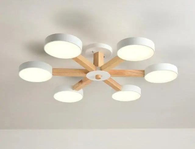Modern Luxury Multi-Arm Chandelier Metal Wood Acrylic LED