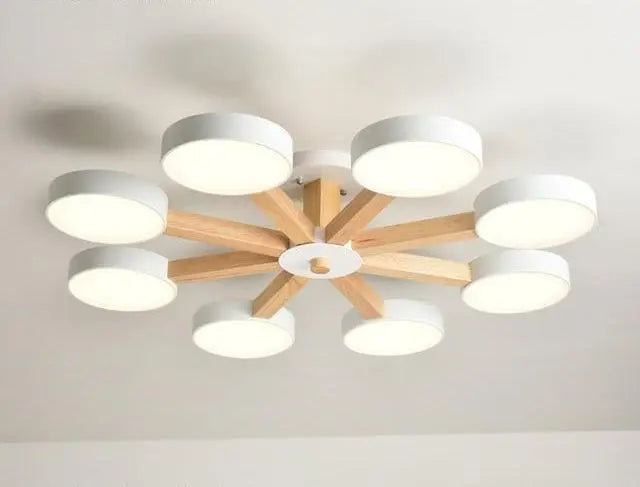 Modern Luxury Multi-Arm Chandelier Metal Wood Acrylic LED