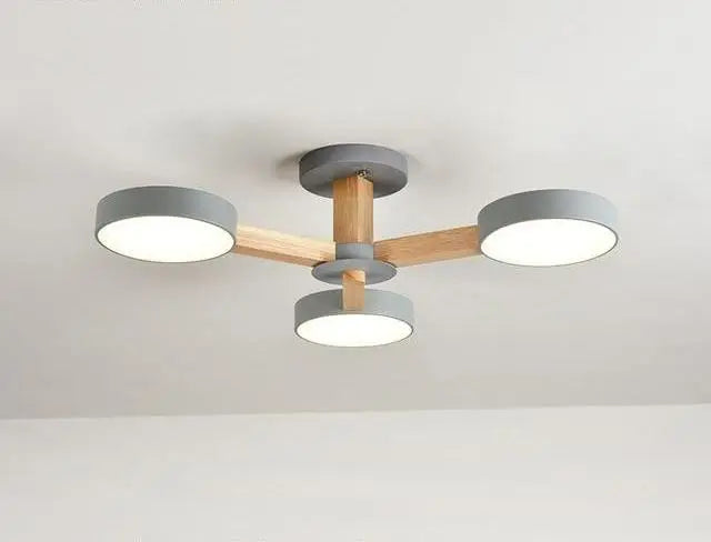 Modern Luxury Multi-Arm Chandelier Metal Wood Acrylic LED