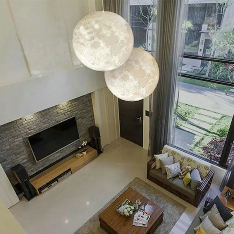 Full Moon 3D LED Pendant Light PVC 5 Sizes Warm Cool White