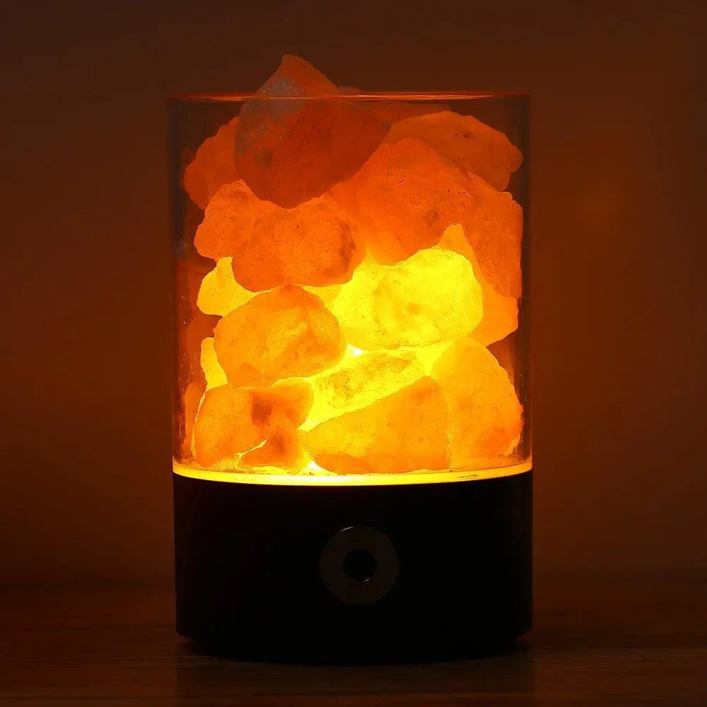 Himalayan Salt Lamp USB Multicolour LED Touch Control — White or Black Base
