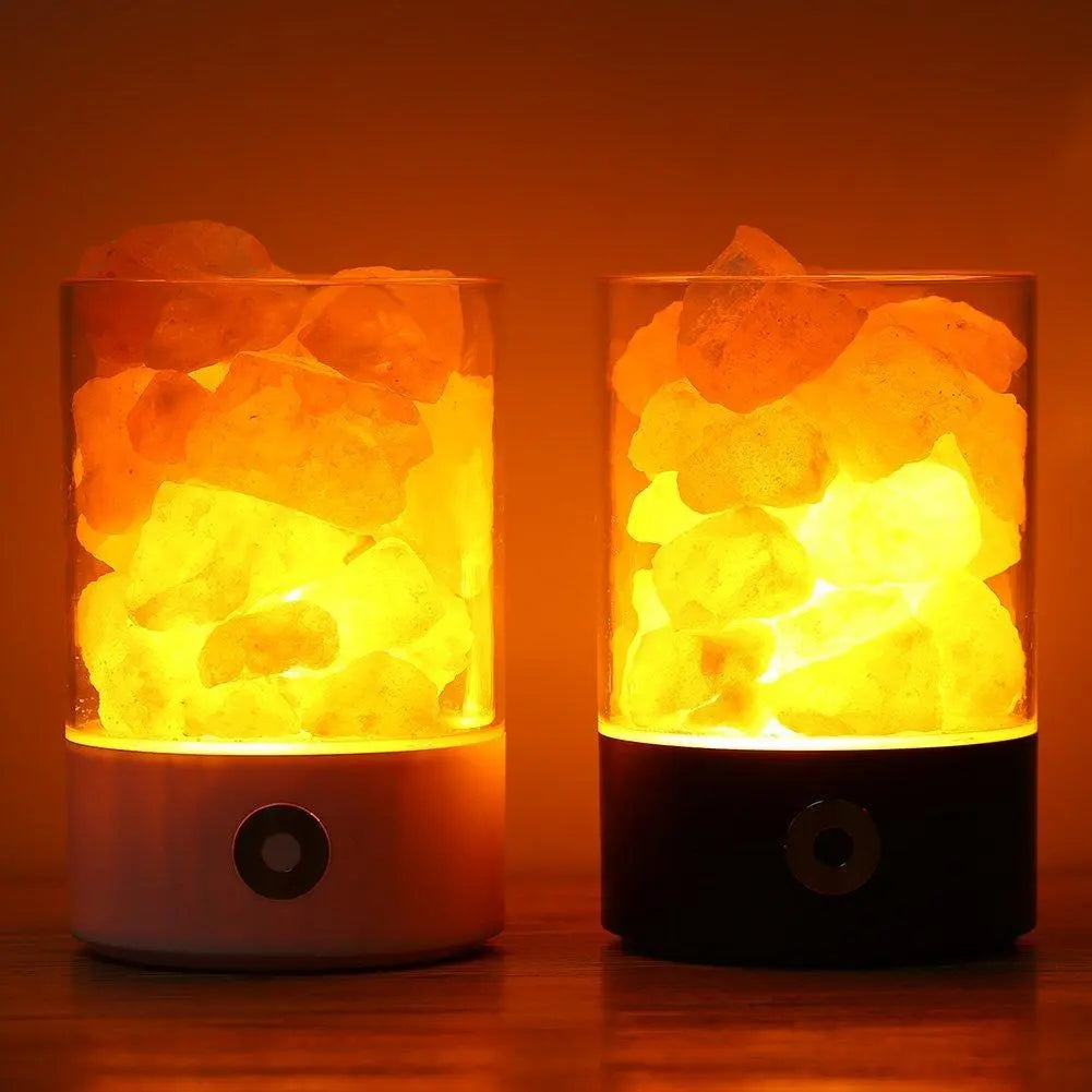 Himalayan Salt Lamp USB Multicolour LED Touch Control — White or Black Base