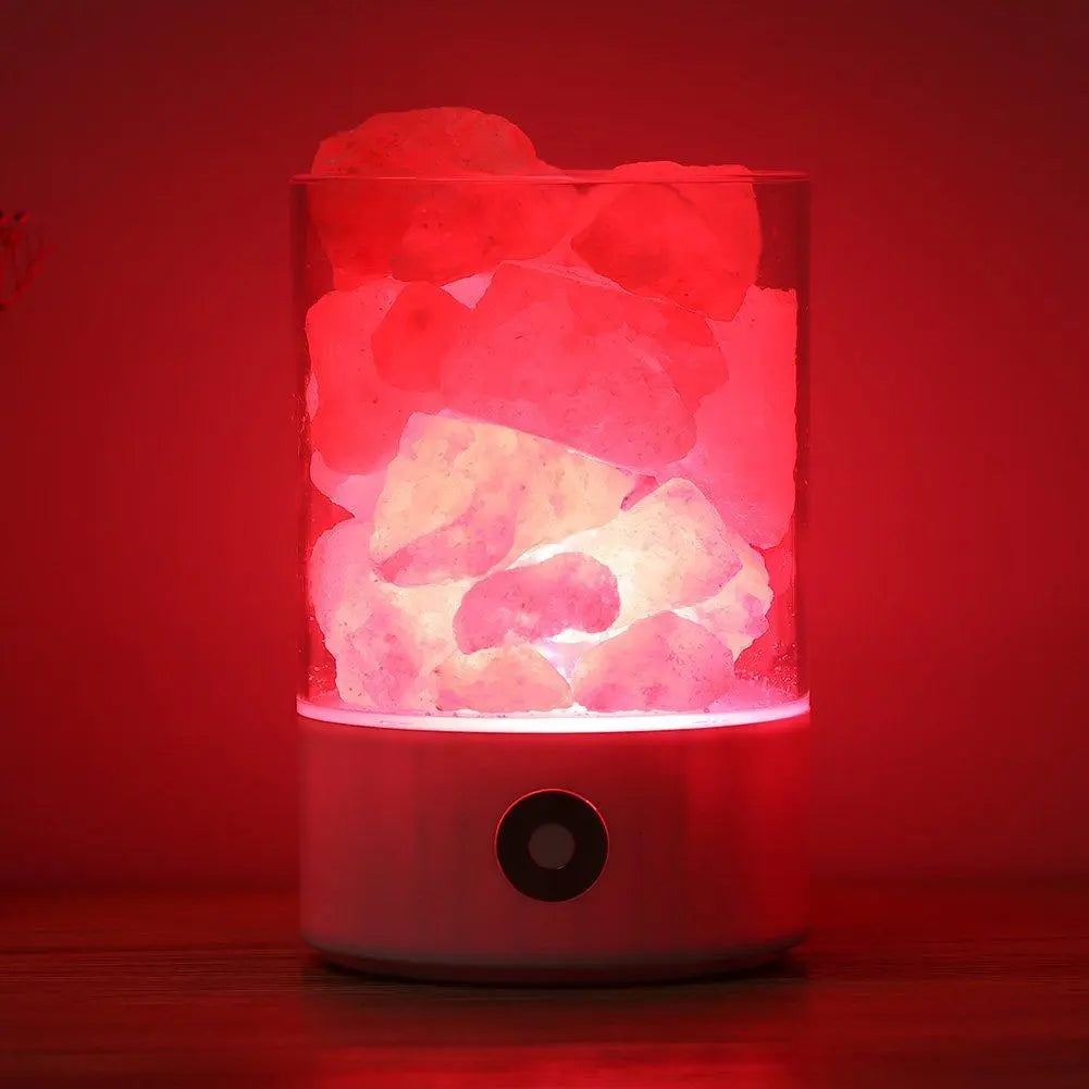 Himalayan Salt Lamp USB Multicolour LED Touch Control — White or Black Base