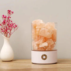 Himalayan Salt Lamp USB Multicolour LED Touch Control — White or Black Base