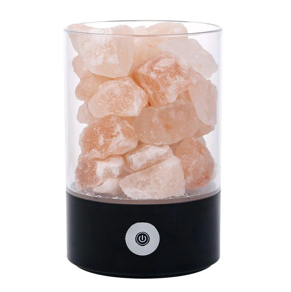Himalayan Salt Lamp USB Multicolour LED Touch Control — White or Black Base