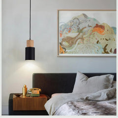 Nordic Wood Base Glass Pendant Light E27 5 Colours 18x10 cm