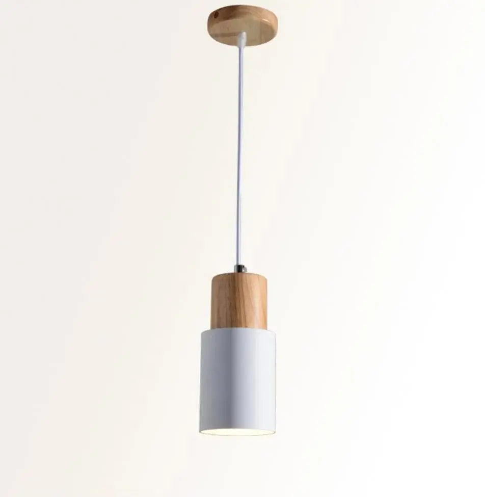 Nordic Wood Base Glass Pendant Light E27 5 Colours 18x10 cm