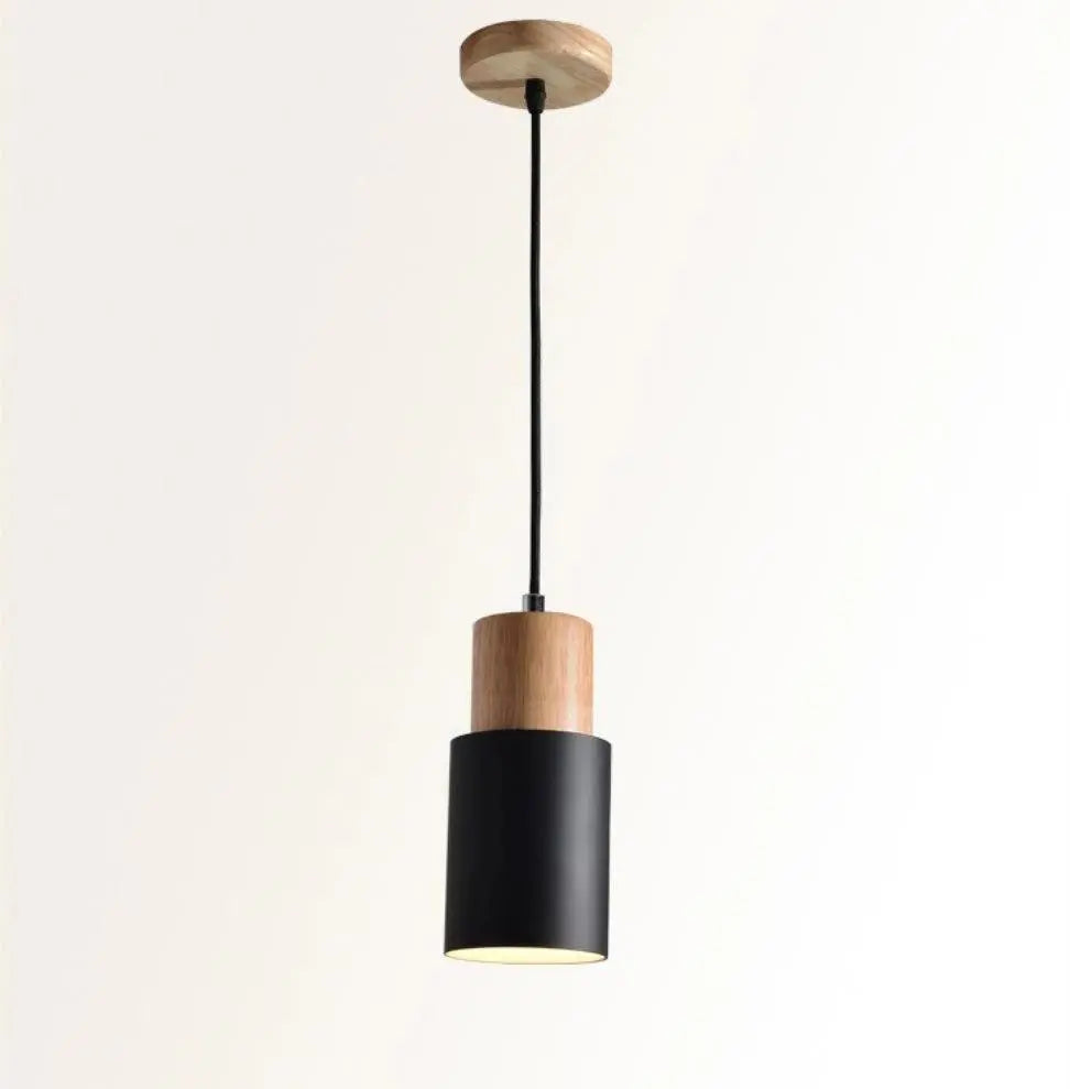 Nordic Wood Base Glass Pendant Light E27 5 Colours 18x10 cm