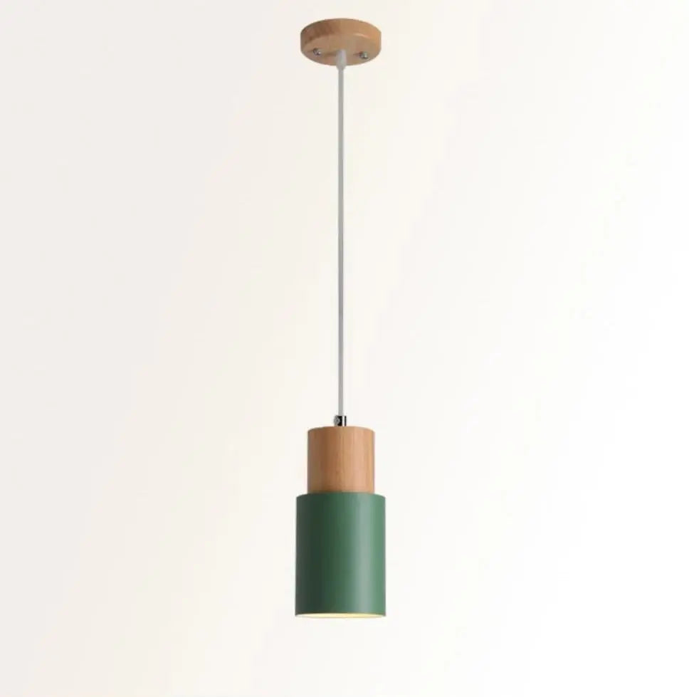 Nordic Wood Base Glass Pendant Light E27 5 Colours 18x10 cm