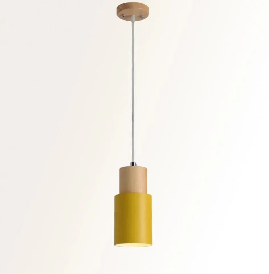 Nordic Wood Base Glass Pendant Light E27 5 Colours 18x10 cm