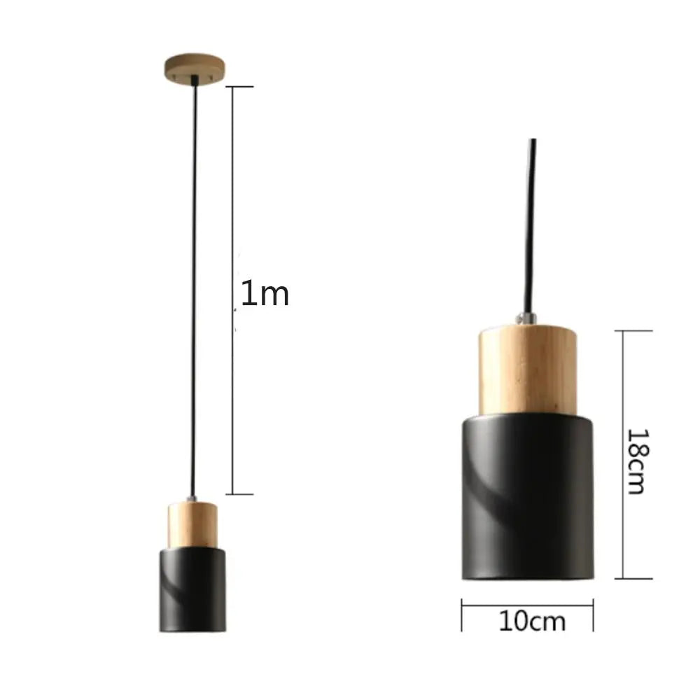 Nordic Wood Base Glass Pendant Light E27 5 Colours 18x10 cm