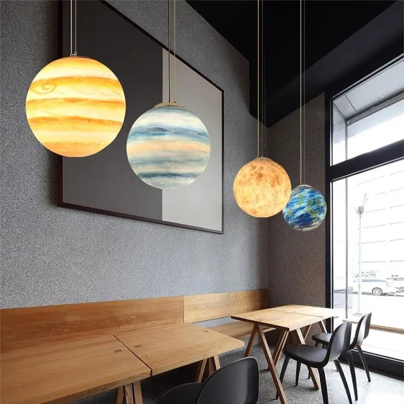 Milky Way Galaxy Planet Pendant Light Resin LED 8 Planets 3 Sizes