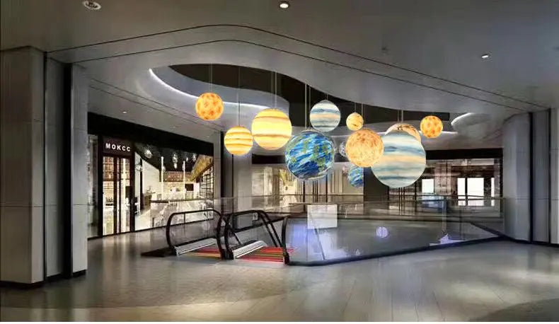 Milky Way Galaxy Planet Pendant Light Resin LED 8 Planets 3 Sizes