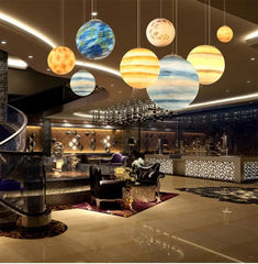 Milky Way Galaxy Planet Pendant Light Resin LED 8 Planets 3 Sizes