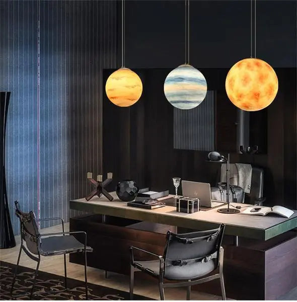 Milky Way Galaxy Planet Pendant Light Resin LED 8 Planets 3 Sizes