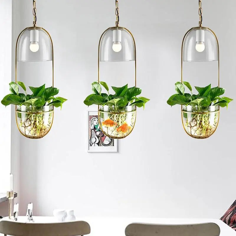 Pendant Light with Planter Iron Glass E27 IP44