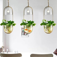 Pendant Light with Planter Iron Glass E27 IP44