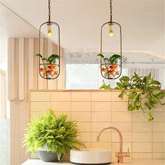 Pendant Light with Planter Iron Glass E27 IP44