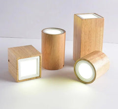 Nordic LED Ceiling Light Wood Glass Round Square S M L