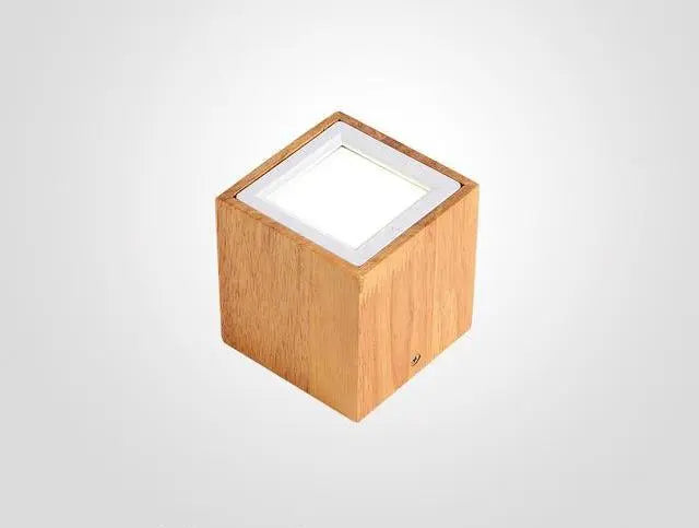 Nordic LED Ceiling Light Wood Glass Round Square S M L