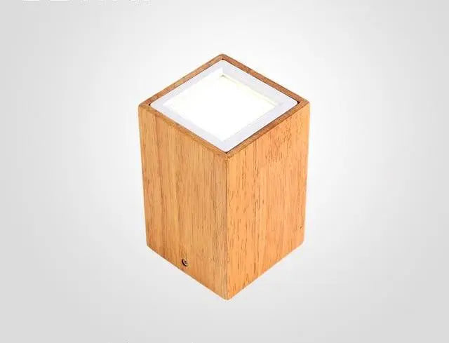 Nordic LED Ceiling Light Wood Glass Round Square S M L
