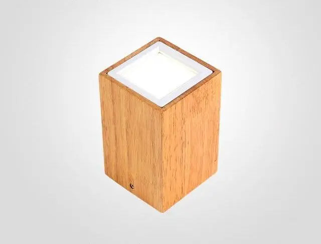 Nordic LED Ceiling Light Wood Glass Round Square S M L