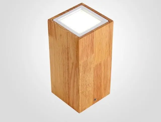 Nordic LED Ceiling Light Wood Glass Round Square S M L