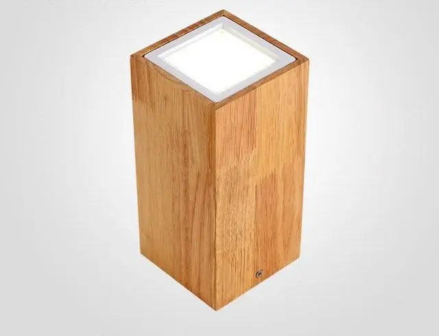 Nordic LED Ceiling Light Wood Glass Round Square S M L