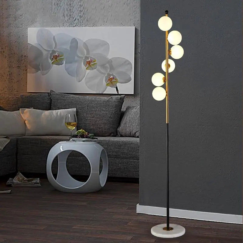 Nordic Floor Lamp with Frosted Glass and Brushed Nickel