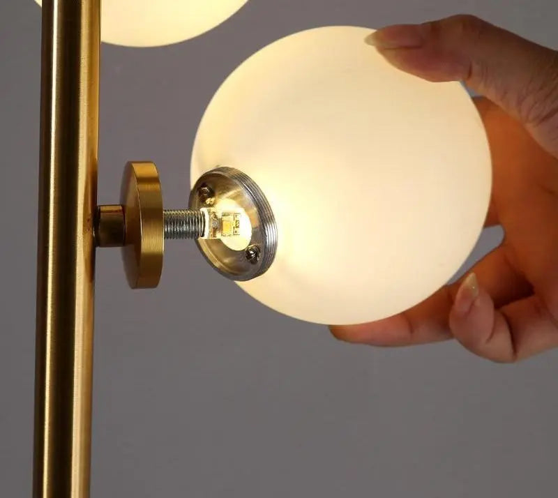 Nordic Floor Lamp with Frosted Glass and Brushed Nickel