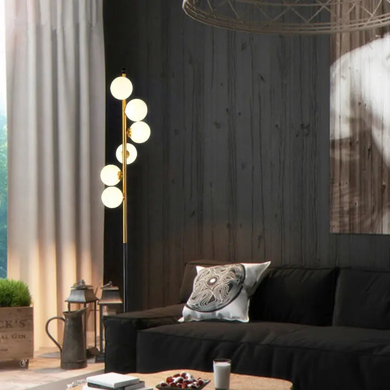 Nordic Floor Lamp with Frosted Glass and Brushed Nickel