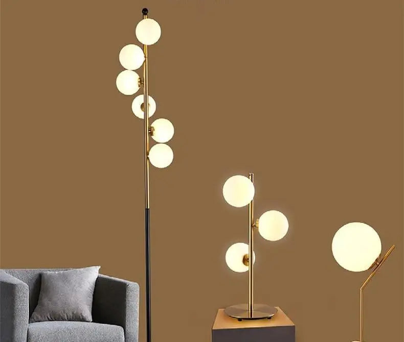 Nordic Floor Lamp with Frosted Glass and Brushed Nickel