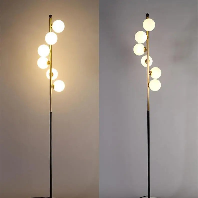 Nordic Floor Lamp with Frosted Glass and Brushed Nickel