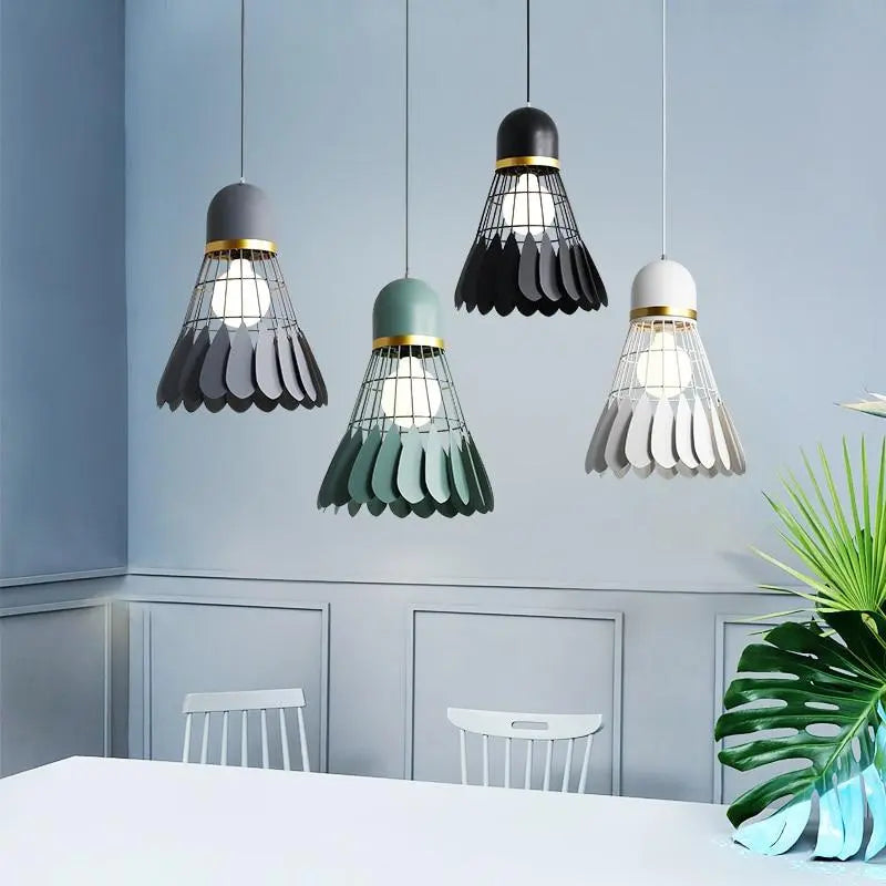 Nordic Art Deco Pendant Light Iron Wood E27 20cm 30cm