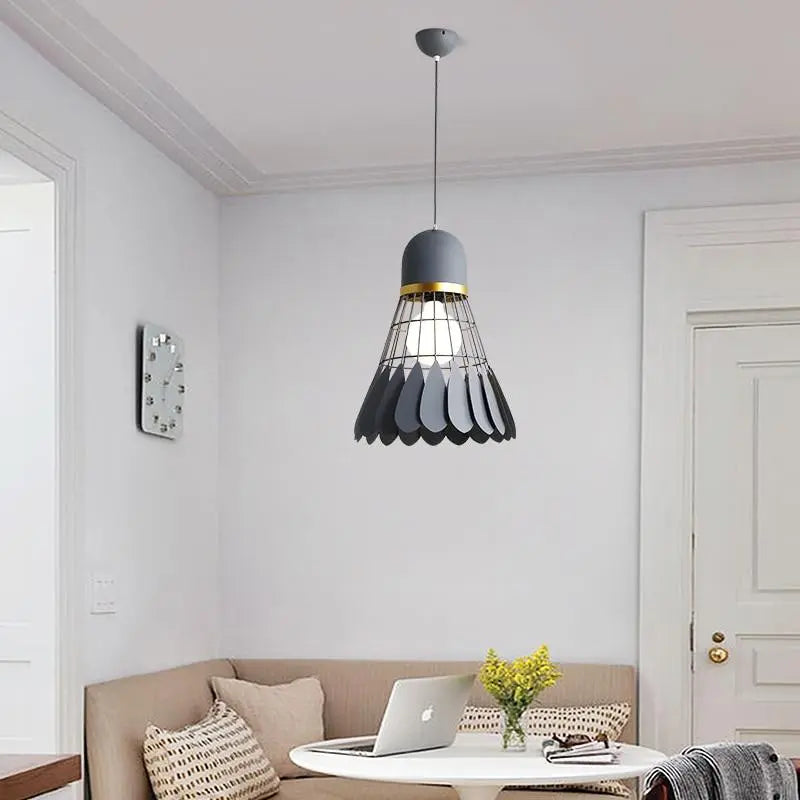 Nordic Art Deco Pendant Light Iron Wood E27 20cm 30cm